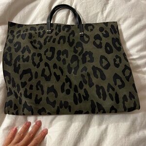 NWOT Clare V New Leopard print Suede Tote